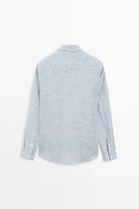 100% linen shirt with discontinuous stripes