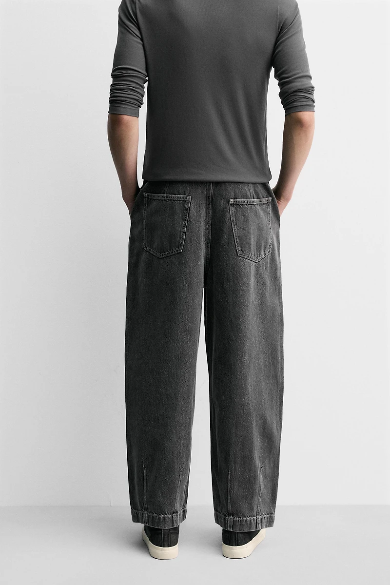 PLEATED WIDE FIT DENIM CHINO PANTS