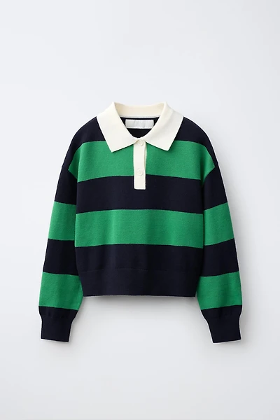 PULL À COL POLO RAYURES