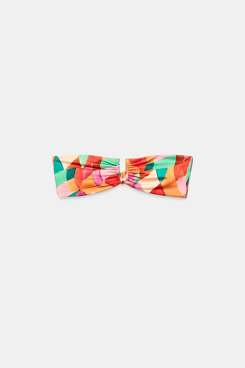 PRINTED BANDEAU BIKINI TOP