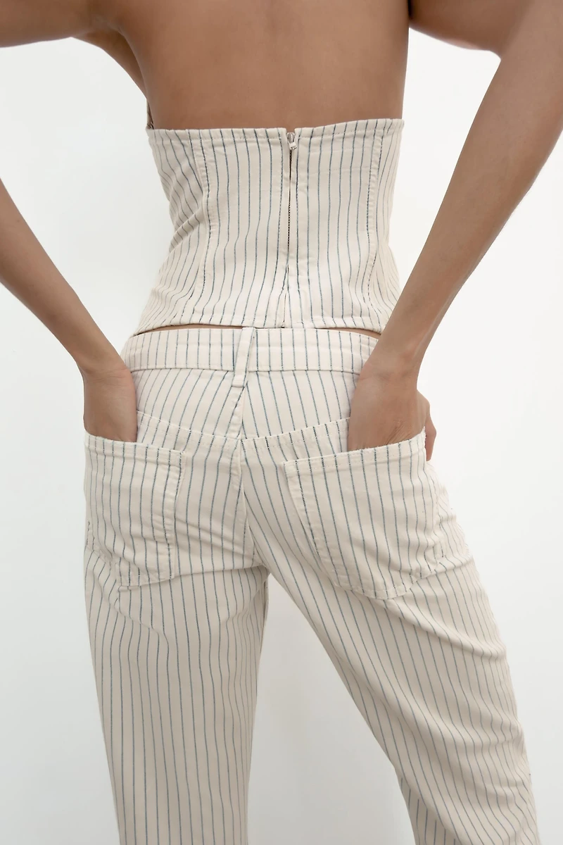 JEAN TRF DROIT RAYURES TAILLE BASSE