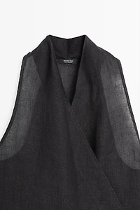 100% linen surplice halter top