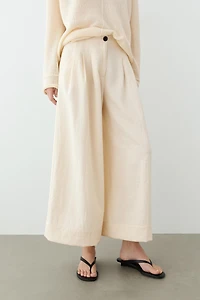 Pantalon wide leg cropped