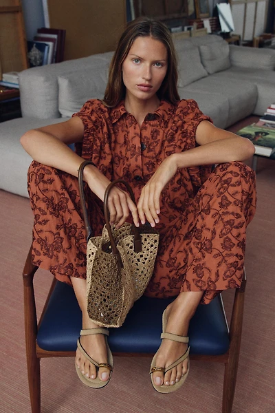 WOVEN EFFECT SHOPPER BAG