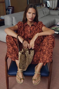 WOVEN EFFECT SHOPPER BAG
