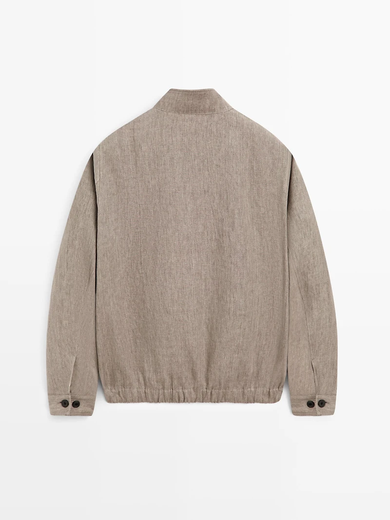 Veste bomber total look lin délavé