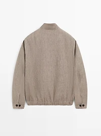 Veste bomber total look lin délavé