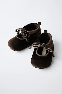 VELVET BOW BALLET FLATS