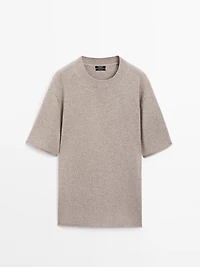 Oversize knit sweater with short sleeves