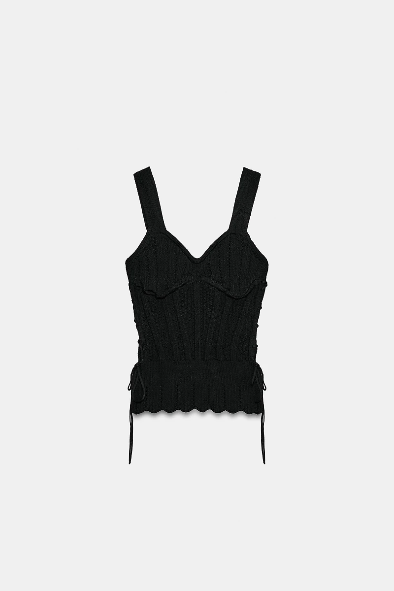 TOP STYLE CORSET EN MAILLE À CORDONS