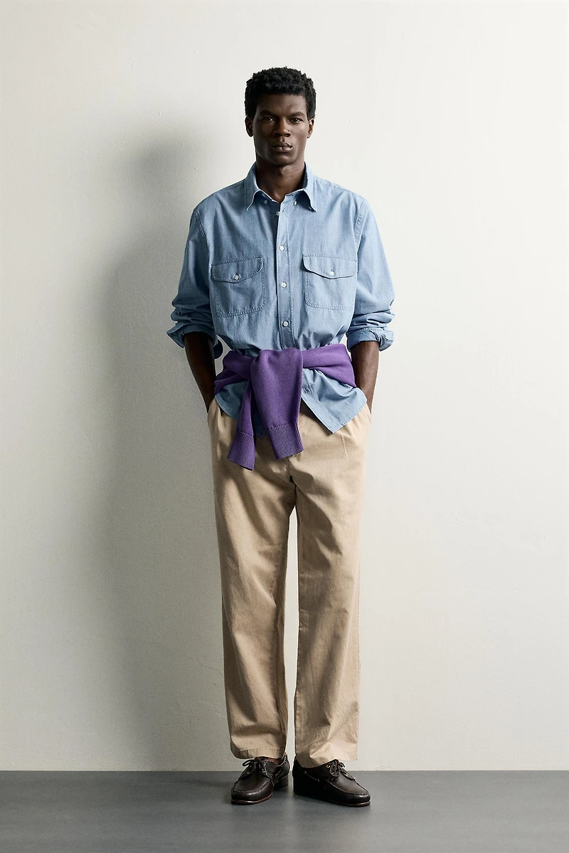 REGULAR FIT CHAMBRAY POCKET SHIRT