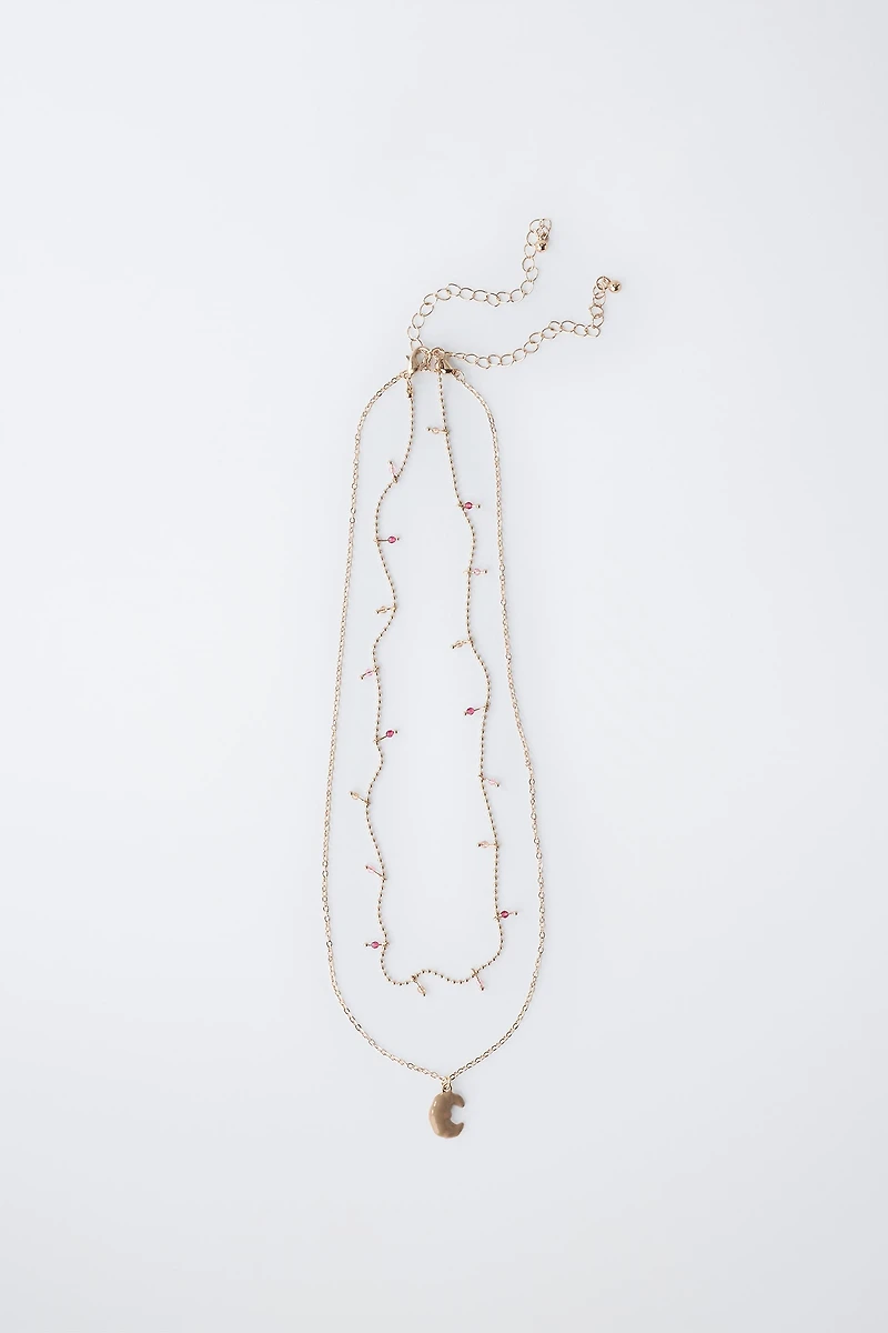 PACK OF TWO CROISSANT PENDANT NECKLACES