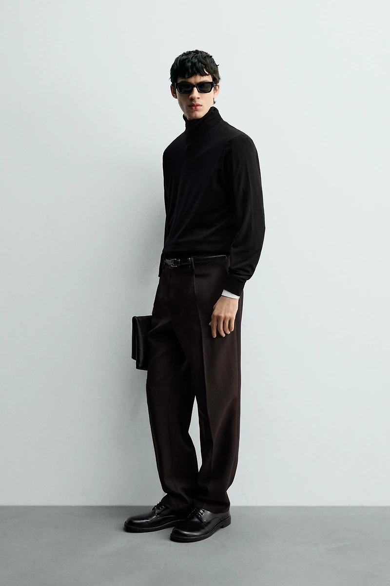 100% WOOL PLEATED PANTS