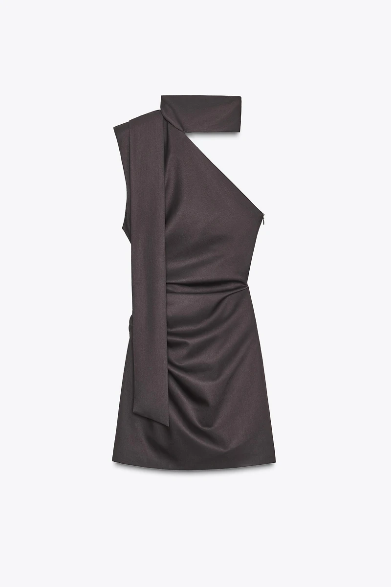 ROBE COURTE ASYMÉTRIQUE FOULARD