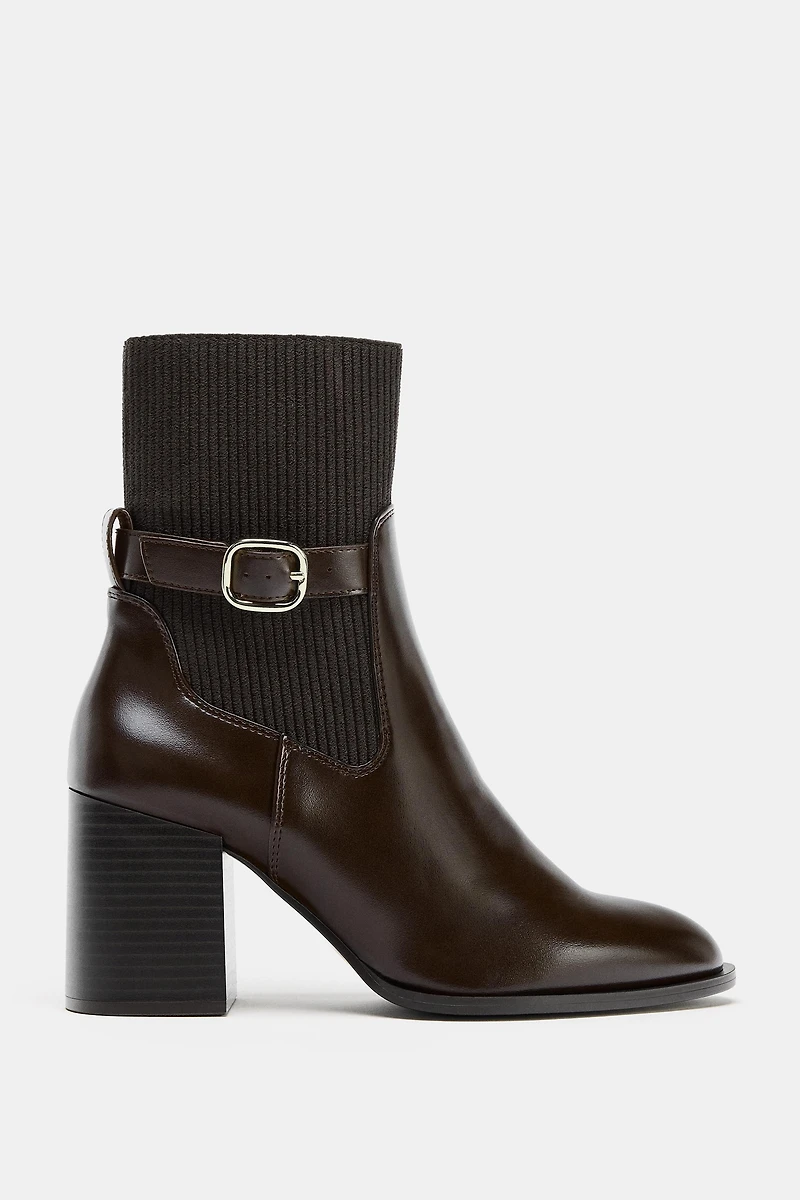 FABRIC SHAFT HEELED ANKLE BOOTS