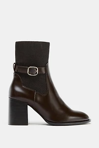 FABRIC SHAFT HEELED ANKLE BOOTS