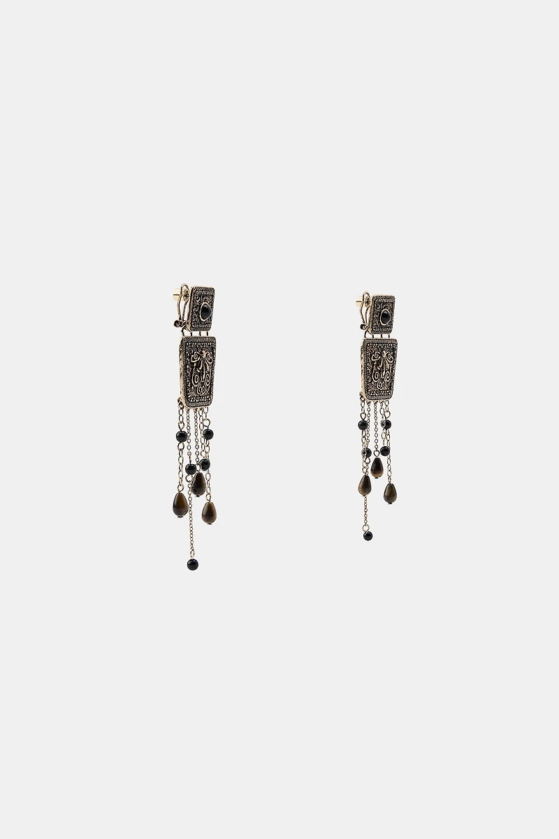 STONE FRINGE EARRINGS
