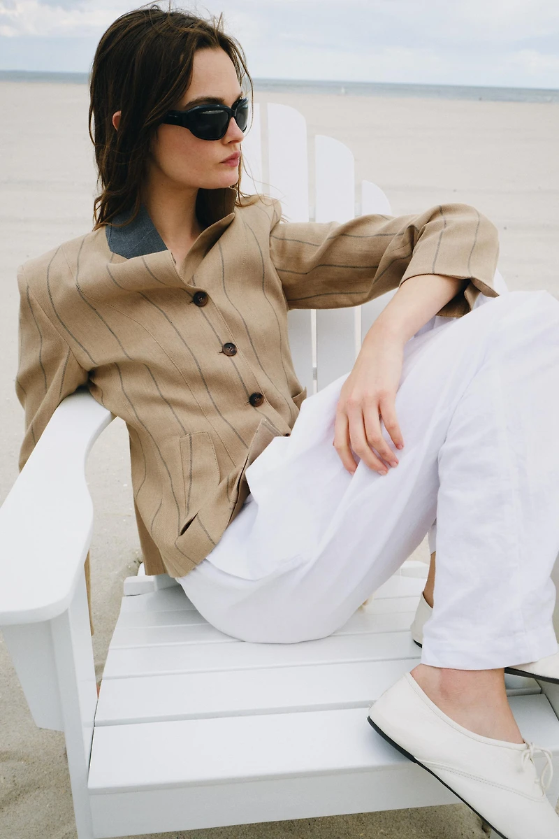 ZW COLLECTION STRIPED LINEN BLEND BLAZER