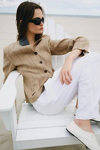 ZW COLLECTION STRIPED LINEN BLEND BLAZER