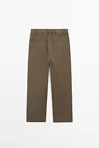 Cotton trousers with double darts