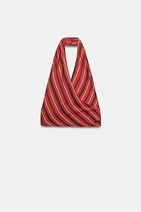 TOP HALTER CROISÉ À RAYURES