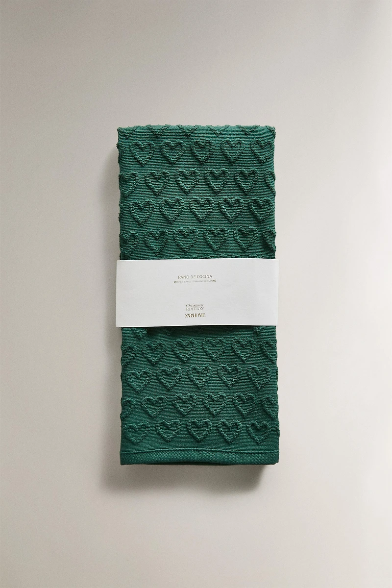 CHRISTMAS TERRYCLOTH COTTON KITCHEN TOWEL WITH HEARTS