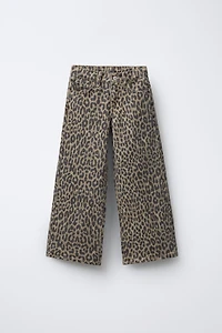 ANIMAL PRINT AND STAR WIDE LEG JEANS