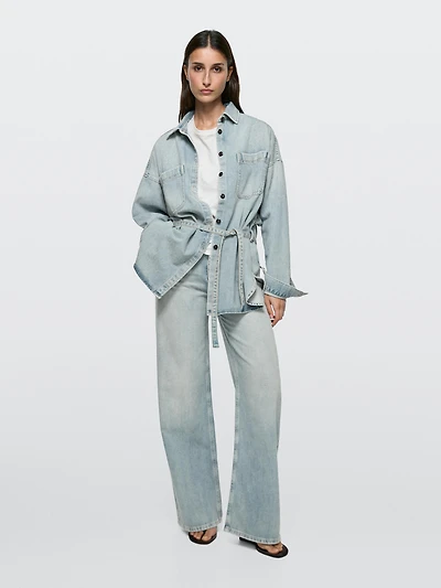 Chemise denim oversize avec poches