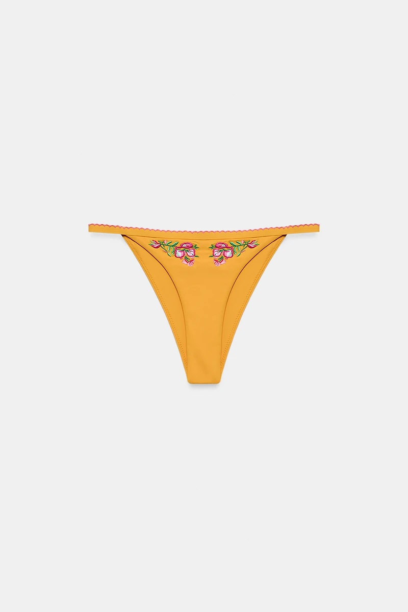 EMBROIDERED FLORAL BIKINI BOTTOMS
