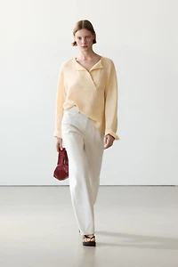Flowing linen blouse with chest detail