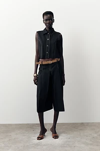BELTED LONG PLEATED SHORTS