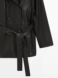 Veste avec ceinture en cuir nappa