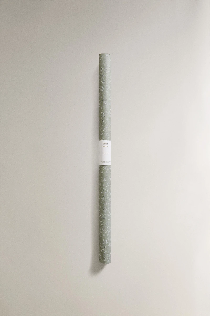 CHRISTMAS GLITTER LEAF WRAPPING PAPER