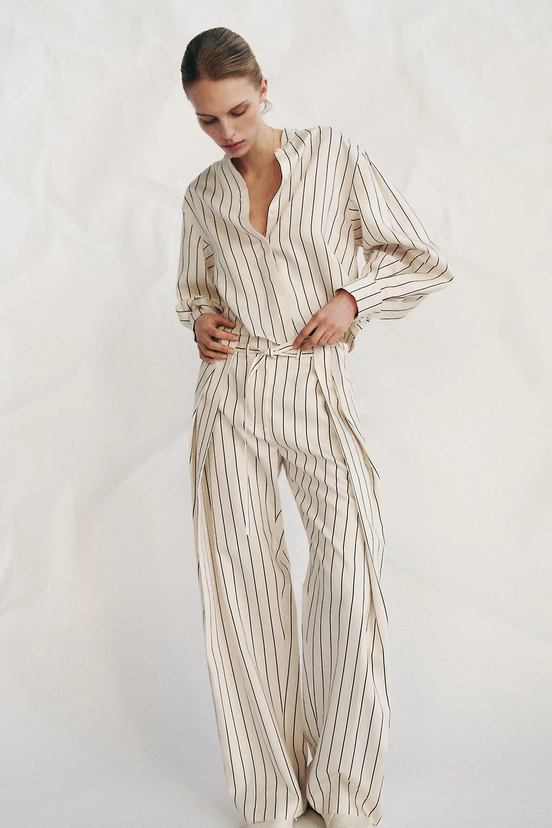 ZW COLLECTION STRIPED VOLUMINOUS SLEEVE SHIRT