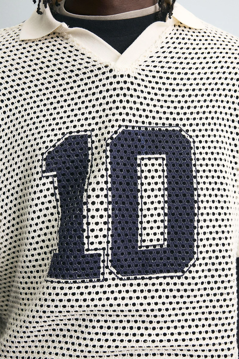 RETRO SOCCER OPEN WEAVE POLO SHIRT
