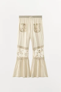 COMBINATION LACE FLORAL EMBROIDERED PANTS
