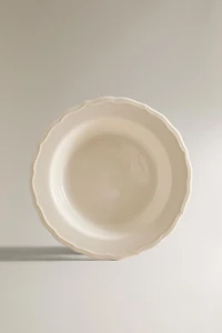 ASSIETTE CREUSE FAÏENCE BORD RELIEF
