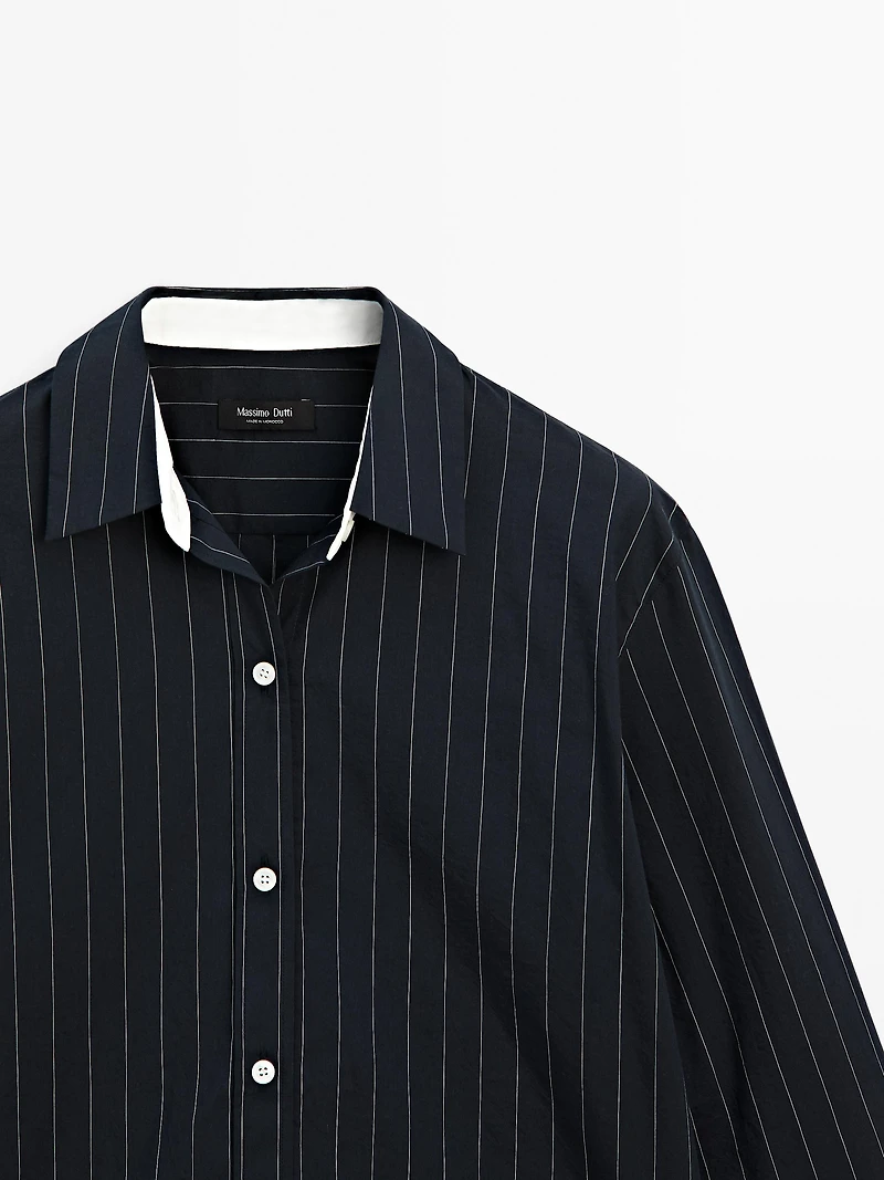 Striped shirt with contrast detail