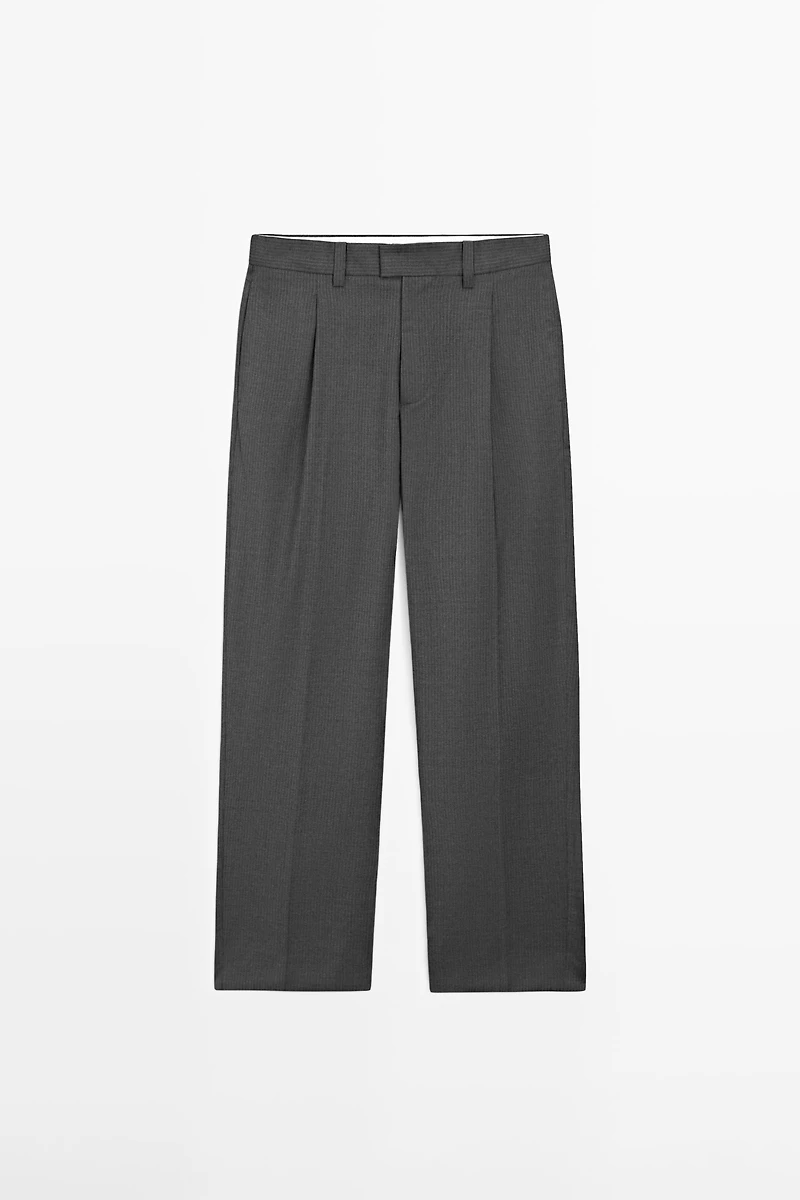 Wool blend darted trousers