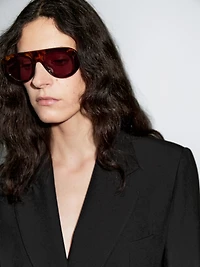 Cropped wool blend double-breasted blazer