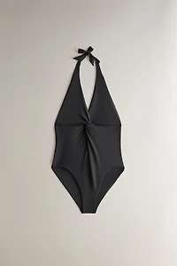 HALTER NECK TIE BEACH SWIMSUIT