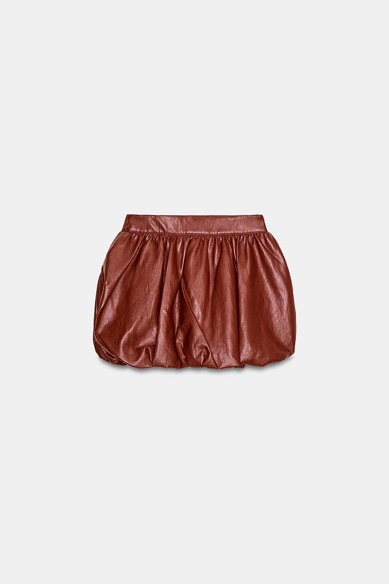 FAUX LEATHER BALLOON MINI SKIRT