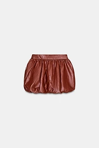 FAUX LEATHER BALLOON MINI SKIRT