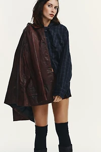 CHEMISE EN POPELINE À CARREAUX AVEC FOULARD