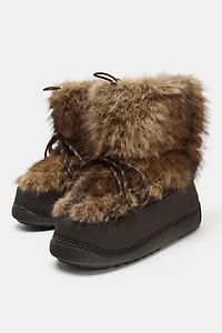 FAUX FUR COMBINED ANKLE BOOTS SKI COLLECTION