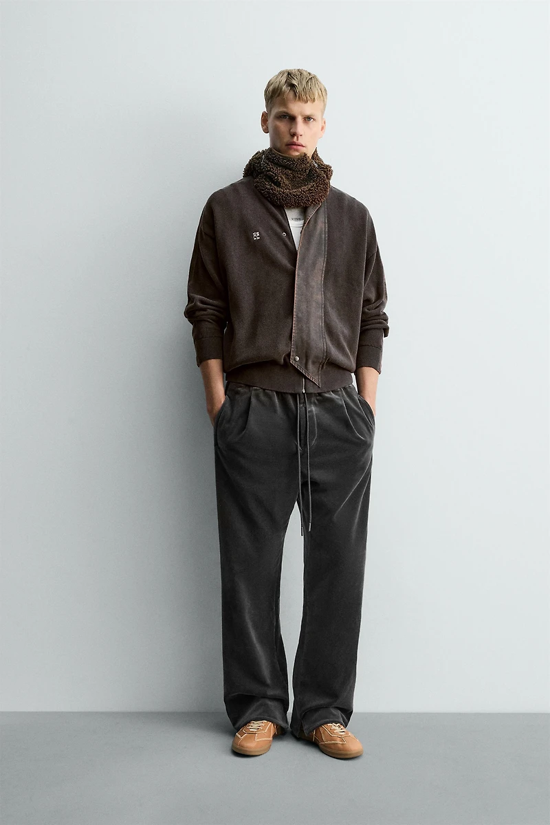 WASHED BANDED KNIT CARDIGAN X SR_A