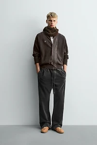 WASHED BANDED KNIT CARDIGAN X SR_A