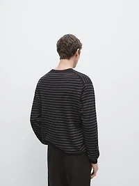 Striped long sleeve knit sweater