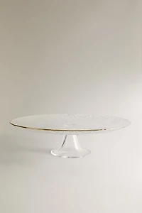 RAISED GLASS SERVING DISH WITH GOLD RIM