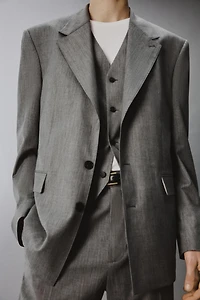 STRIPED TEXTURED SUIT JACKET